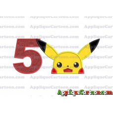 Pokemon Applique Embroidery Design Birthday Number 5