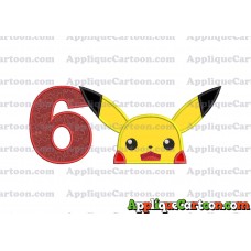 Pokemon Applique Embroidery Design Birthday Number 6