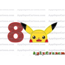 Pokemon Applique Embroidery Design Birthday Number 8