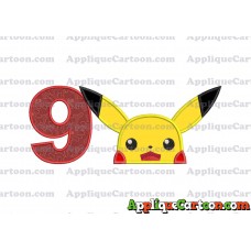 Pokemon Applique Embroidery Design Birthday Number 9