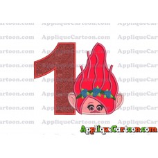 Poppy Troll Head Applique Embroidery Design Birthday Number 1