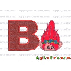 Poppy Troll Head Applique Embroidery Design With Alphabet B