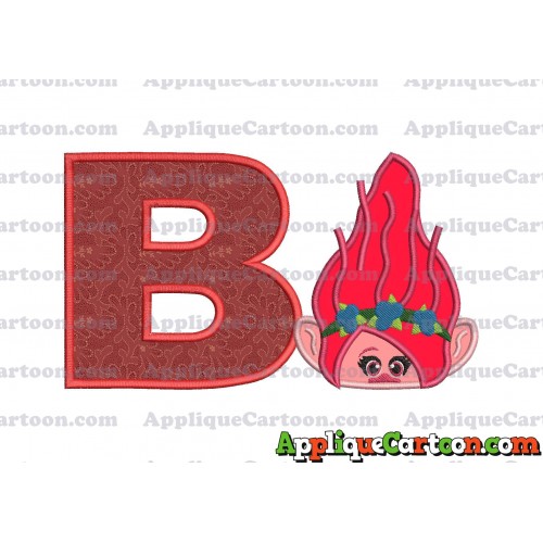 Poppy Troll Head Applique Embroidery Design With Alphabet B