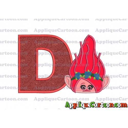 Poppy Troll Head Applique Embroidery Design With Alphabet D