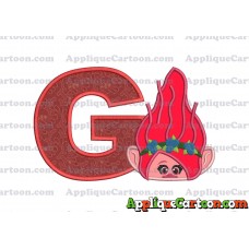 Poppy Troll Head Applique Embroidery Design With Alphabet G