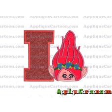 Poppy Troll Head Applique Embroidery Design With Alphabet I
