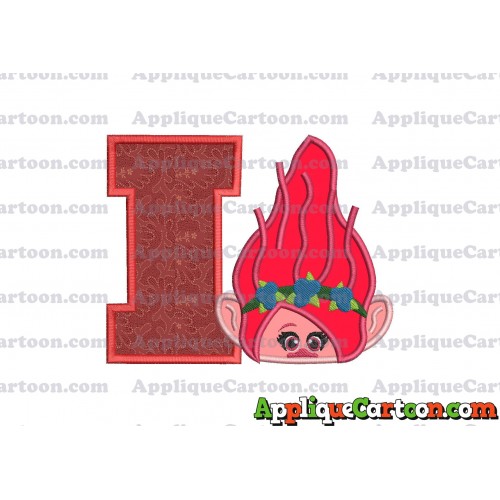 Poppy Troll Head Applique Embroidery Design With Alphabet I