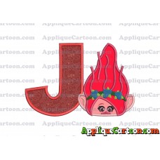 Poppy Troll Head Applique Embroidery Design With Alphabet J
