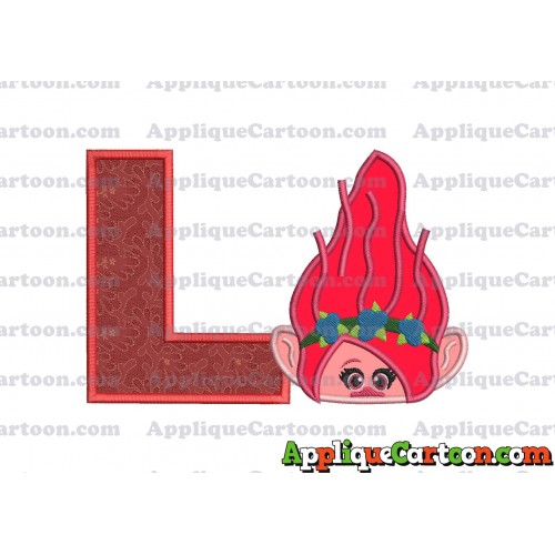Poppy Troll Head Applique Embroidery Design With Alphabet L
