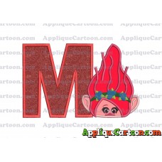 Poppy Troll Head Applique Embroidery Design With Alphabet M