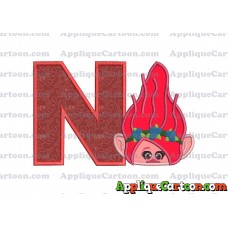 Poppy Troll Head Applique Embroidery Design With Alphabet N