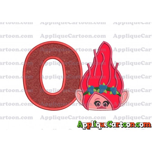 Poppy Troll Head Applique Embroidery Design With Alphabet O