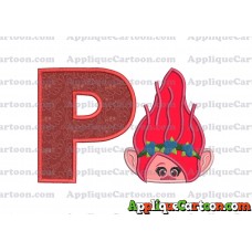 Poppy Troll Head Applique Embroidery Design With Alphabet P