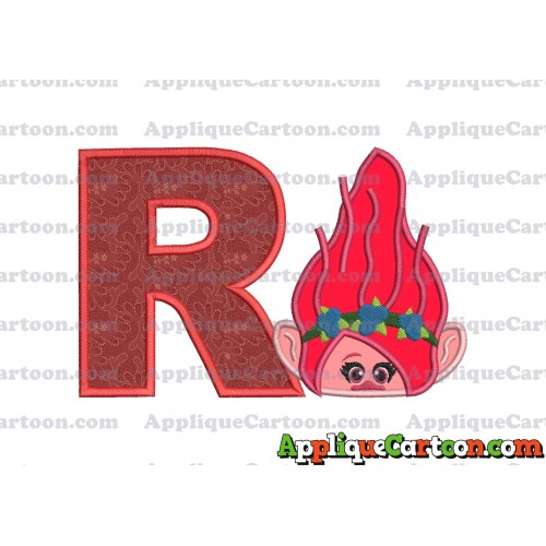Poppy Troll Head Applique Embroidery Design With Alphabet R