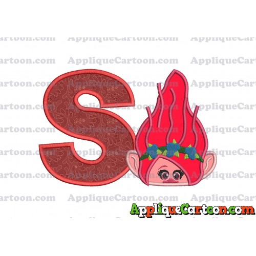 Poppy Troll Head Applique Embroidery Design With Alphabet S