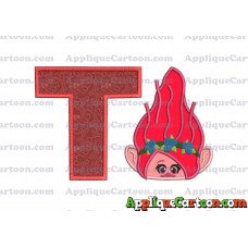 Poppy Troll Head Applique Embroidery Design With Alphabet T