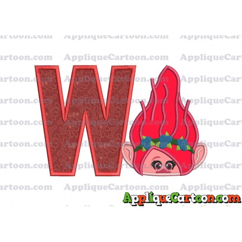 Poppy Troll Head Applique Embroidery Design With Alphabet W