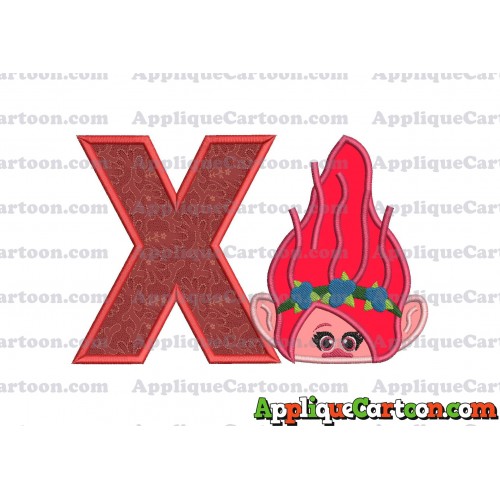Poppy Troll Head Applique Embroidery Design With Alphabet X