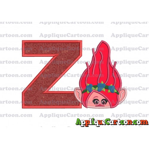 Poppy Troll Head Applique Embroidery Design With Alphabet Z