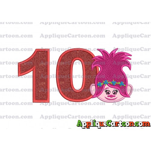 Poppy Trolls Machine Applique Design 01 Birthday Number 10