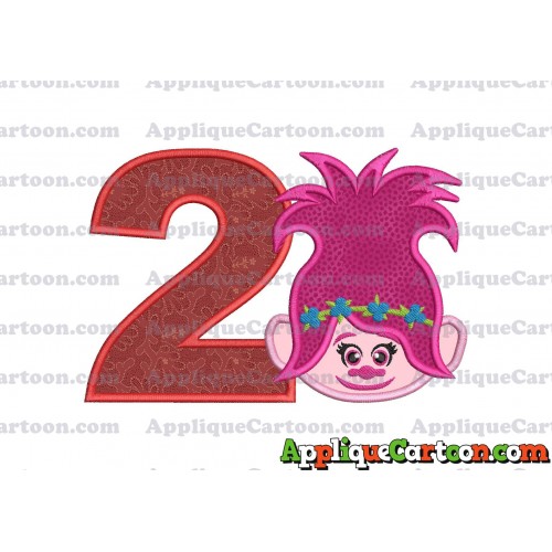 Poppy Trolls Machine Applique Design 01 Birthday Number 2