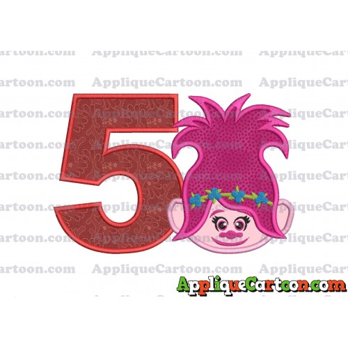 Poppy Trolls Machine Applique Design 01 Birthday Number 5