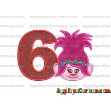 Poppy Trolls Machine Applique Design 01 Birthday Number 6