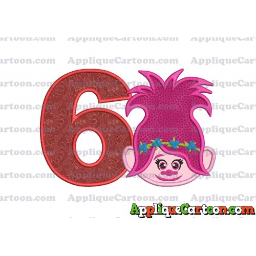 Poppy Trolls Machine Applique Design 01 Birthday Number 6