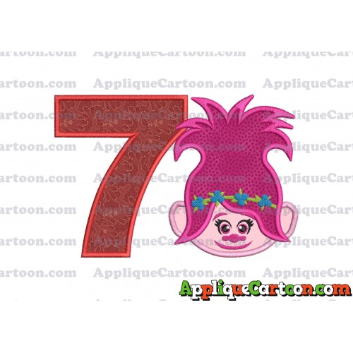 Poppy Trolls Machine Applique Design 01 Birthday Number 7