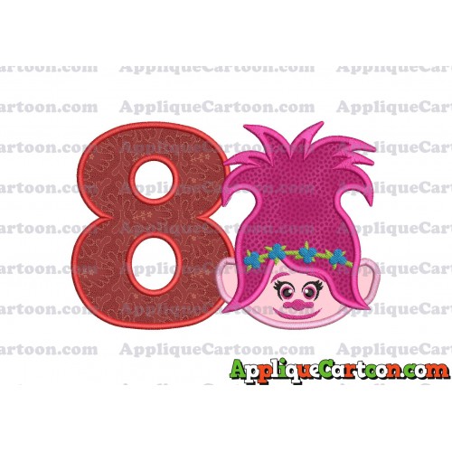 Poppy Trolls Machine Applique Design 01 Birthday Number 8