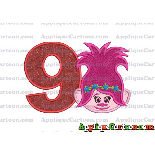Poppy Trolls Machine Applique Design 01 Birthday Number 9