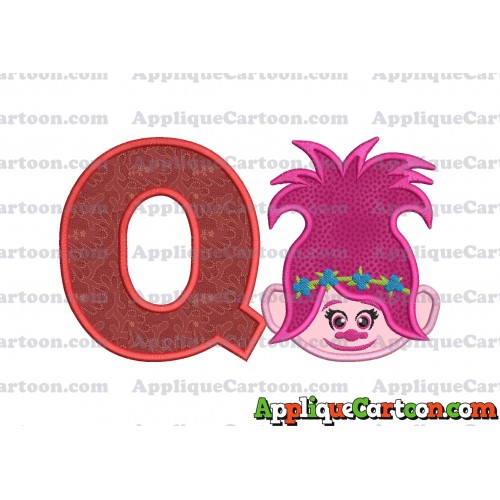 Poppy Trolls Machine Applique Design 01 With Alphabet Q
