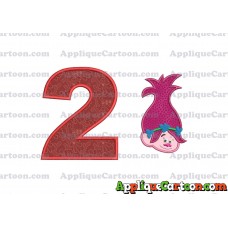 Poppy Trolls Machine Applique Design 02 Birthday Number 2
