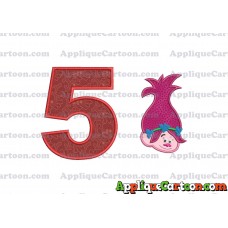 Poppy Trolls Machine Applique Design 02 Birthday Number 5