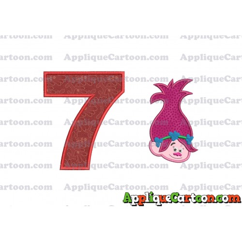Poppy Trolls Machine Applique Design 02 Birthday Number 7
