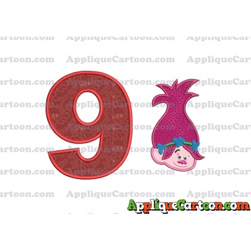 Poppy Trolls Machine Applique Design 02 Birthday Number 9