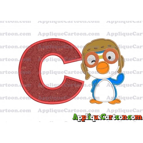 Pororo Applique Embroidery Design With Alphabet C