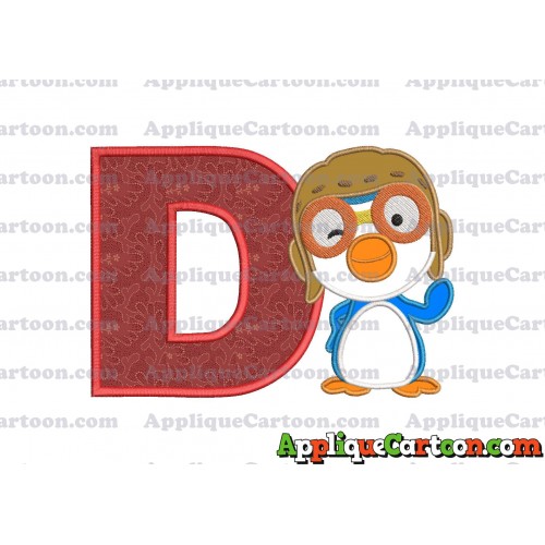 Pororo Applique Embroidery Design With Alphabet D
