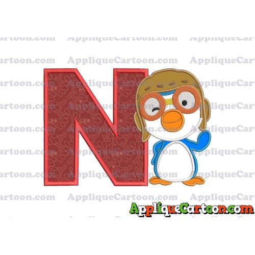 Pororo Applique Embroidery Design With Alphabet N