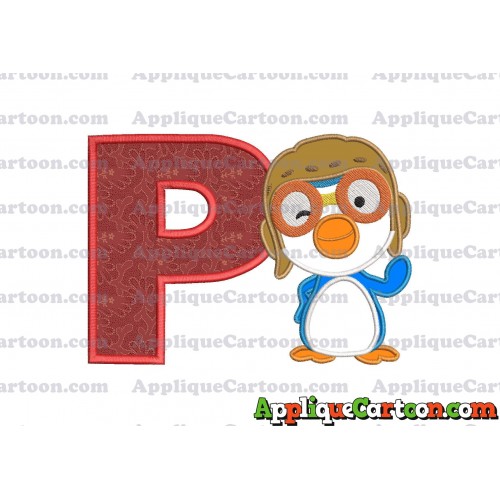 Pororo Applique Embroidery Design With Alphabet P