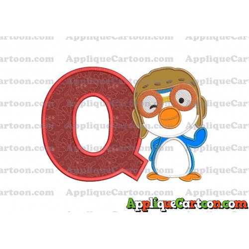 Pororo Applique Embroidery Design With Alphabet Q