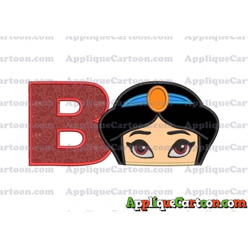 Princess Jasmine Applique 02 Embroidery Design With Alphabet B