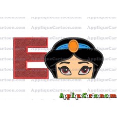 Princess Jasmine Applique 02 Embroidery Design With Alphabet E