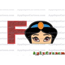 Princess Jasmine Applique 02 Embroidery Design With Alphabet F