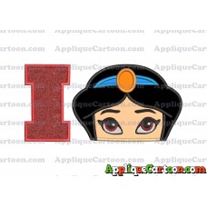 Princess Jasmine Applique 02 Embroidery Design With Alphabet I