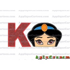Princess Jasmine Applique 02 Embroidery Design With Alphabet K