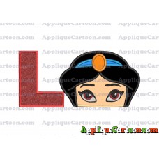 Princess Jasmine Applique 02 Embroidery Design With Alphabet L
