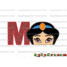 Princess Jasmine Applique 02 Embroidery Design With Alphabet M