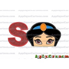 Princess Jasmine Applique 02 Embroidery Design With Alphabet S