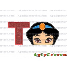 Princess Jasmine Applique 02 Embroidery Design With Alphabet T